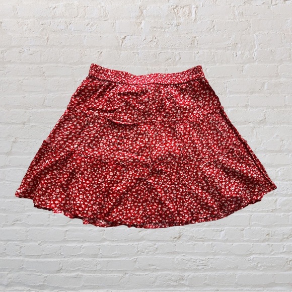Sim & Sam | Skirts | Nwt Sim Sam Summer Red Floral Layered Ruffled ...